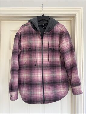 Mountain Hardwear Purple Plaid Hooded Zip Jacket